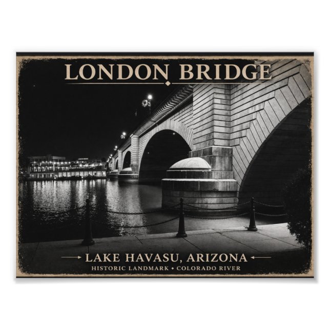 Foto London Bridge Noite em Preto e Branco (Frente)