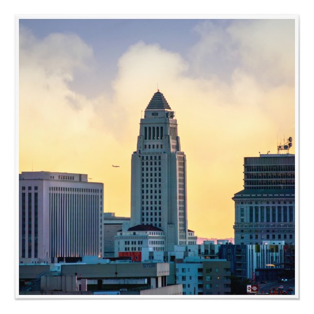 Foto Los Angeles City Hall Skyline – Downtown LA Print (Frente)