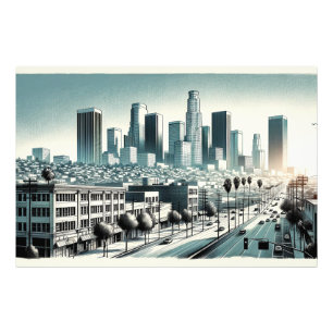 Foto Los Angeles Skyline Arte de Muro de Renderização