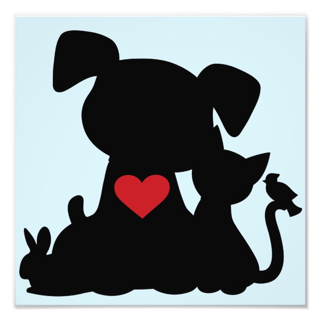 Foto Love Puppy and Kitten Silhouette Blue (Frente)