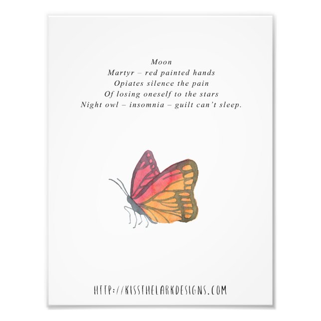 Foto Lua - Imprimível por 8,5 x 11 Poesia (Frente)