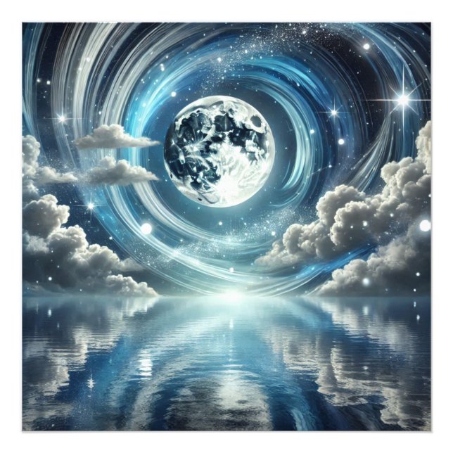 Foto Lua refletindo luz azul (Frente)