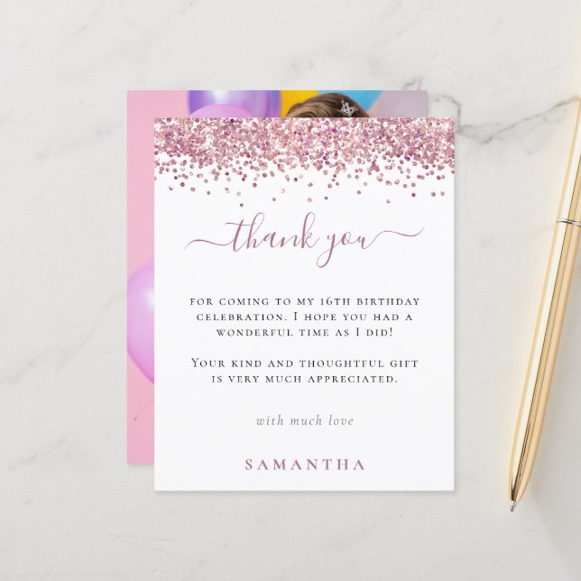 Foto Luminosa Rosa De Orçamento Docinho 16 Obrigad (Frente/Verso In Situ)