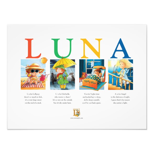 Foto Luna's Baby Name Poster - A Whimsical Keepape (Frente)