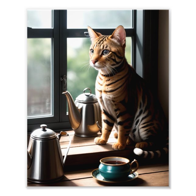 Foto Luxury Bengal Cat Portrait by Window (Frente)