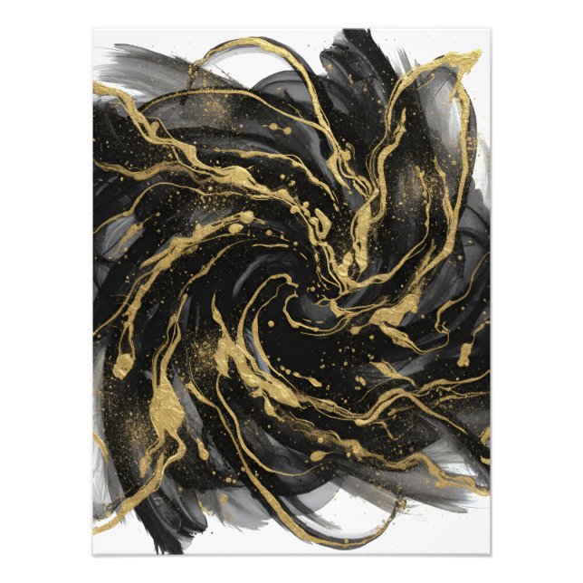 Foto Luxury Gold and Black Abstract Marble  (Frente)