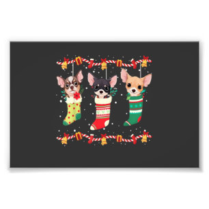 Foto Luzes de Meias de Natal Chihuahua Camisa Divertida