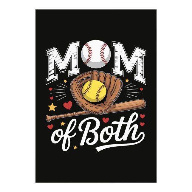 Foto Mãe de Ambos Dia de Jogo Beisebol Softbol  (Frente)