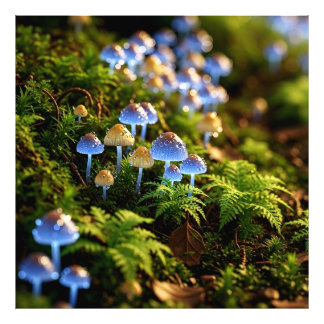 Foto Magical Bioluminescent Fungi - Deep Forest