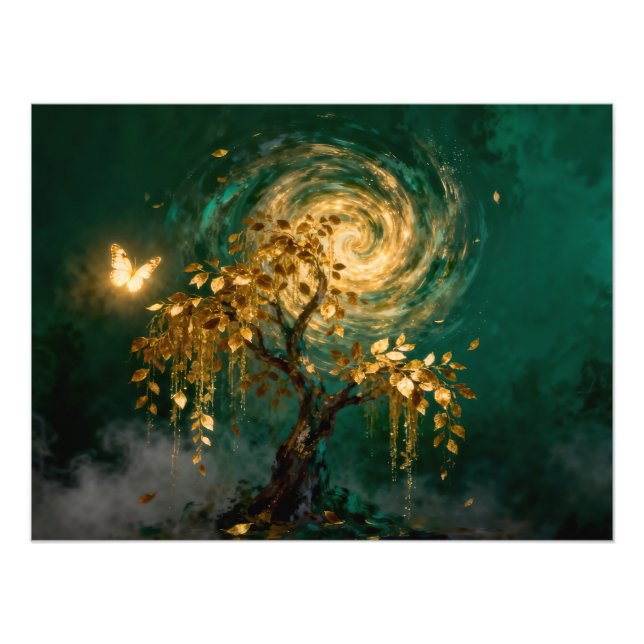 Foto Magical Tree with Butterfly and Swirling Galaxy (Frente)