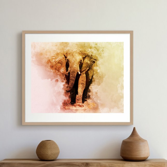 Foto Maiestoso Elefante Africano Andando Aquarela Mascu (Criador carregado)