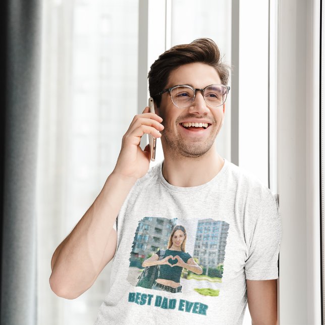 Foto Maiúscula Melhor Pai de Todos os Tempos (All Caps Best Dad Ever Photo Tri-Blend Shirt)