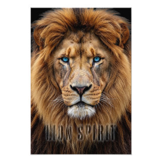 Foto Majestic Lion Face with Blue Eyes | Wildlife Anima