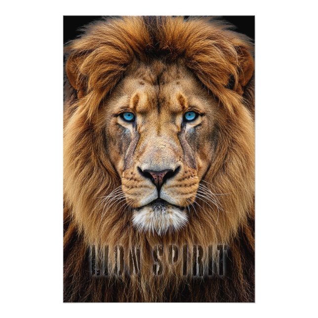 Foto Majestic Lion Face with Blue Eyes | Wildlife Anima (Frente)