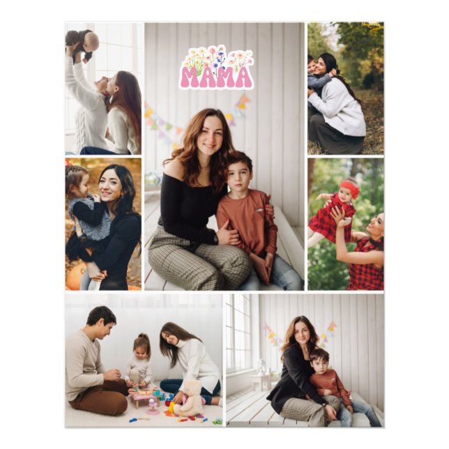 Foto Mama Custom Photo Collage Stretched Canvas Print (Frente)