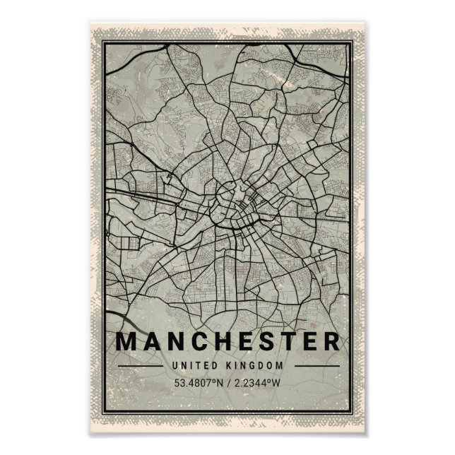Foto Manchester united kingdom  map print poster canvas (Frente)