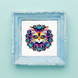 Foto Mandala com retrato de gato fofo e peludo