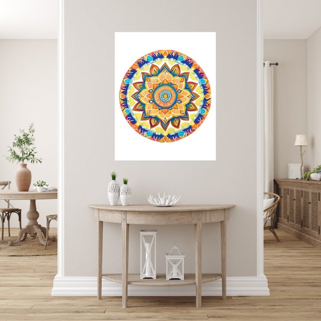 Foto Mandala Flower Magic Blue Watercolor (Mandala Flower Magic Blue Watercolor Photo Print)