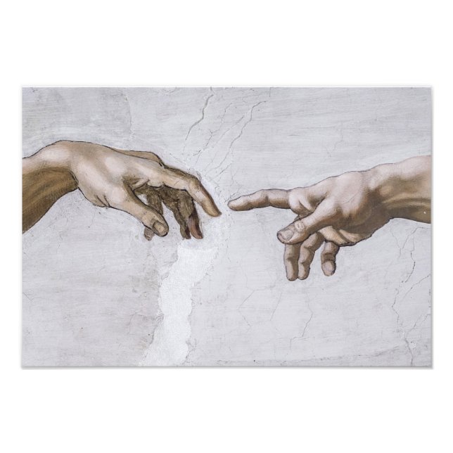 Foto Mãos de Deus e Adão de Michelangelo (Frente)