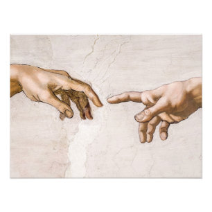 Foto Mãos de Deus, Pai e Adão, de Michelangelo