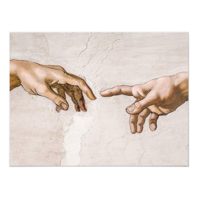 Foto Mãos de Deus, Pai e Adão, de Michelangelo (Frente)
