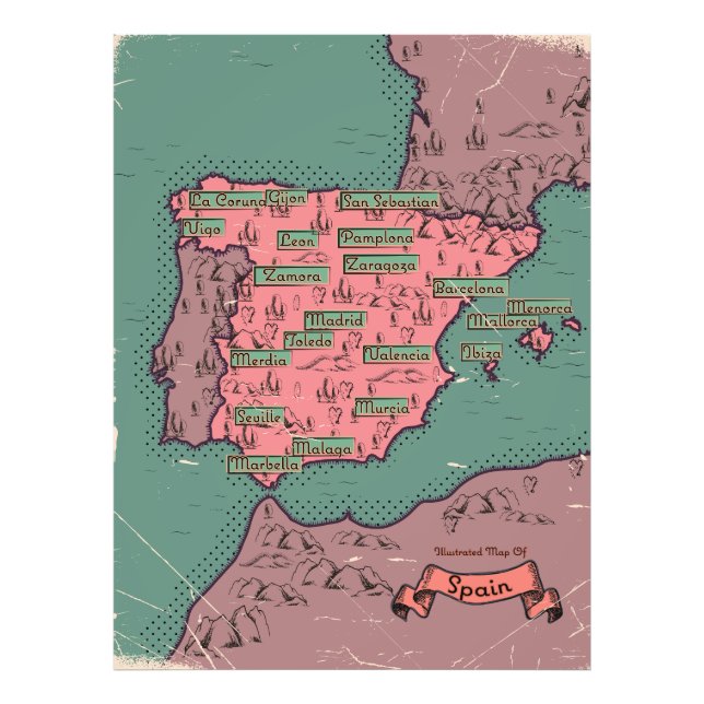 Foto Mapa antigo da espanha Vintage (Frente)