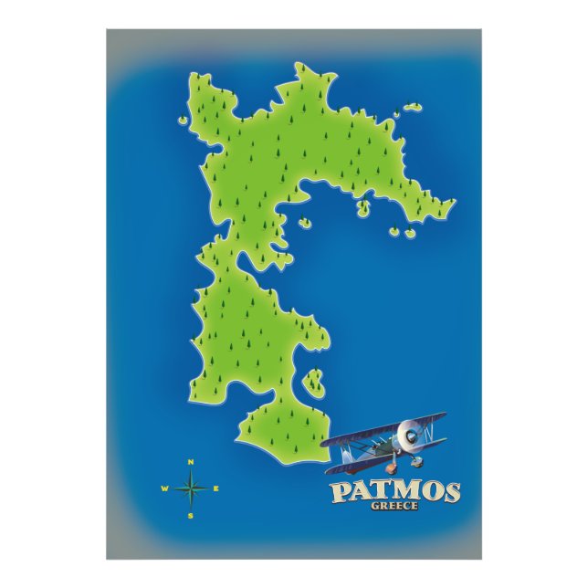Foto Mapa da ilha de Patmos Grécia (Frente)