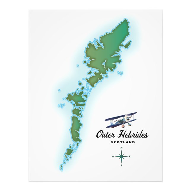 Foto Mapa das Hebrides Exteriores da Escócia (Frente)