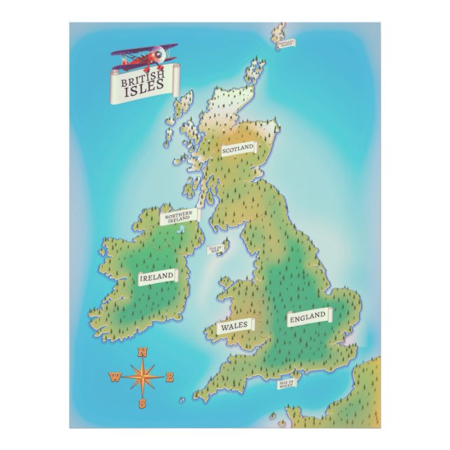 Foto Mapa das Ilhas Britânicas (versão vintage) (Frente)
