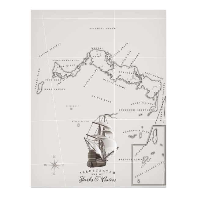 Foto Mapa das Ilhas Turcas e Caicos (Frente)