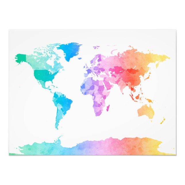 Foto Mapa de Aquarelas do Mapa Mundial (Frente)