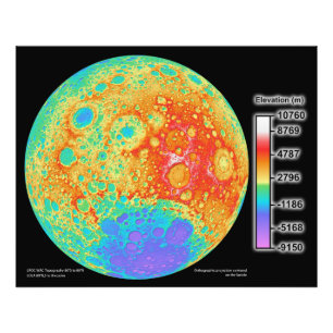 Foto Mapa de cor topográfico da superfície lunar da l