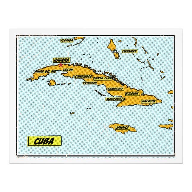 Foto Mapa de Cuba de Quadrinhos Antigos (Frente)
