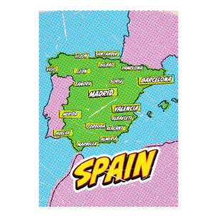 Foto Mapa de Espanhas Ilustrado de pop Art
