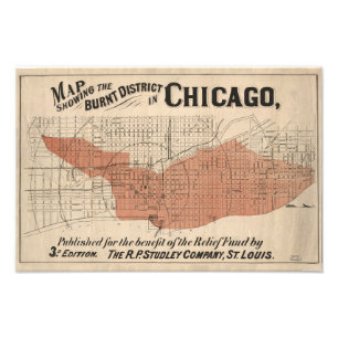 Foto Mapa de Incêndio do Excelente Vintage Chicago, 18