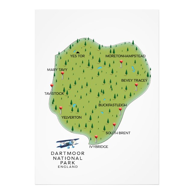 Foto Mapa de Inglaterra do Parque Nacional Dartmoor (Frente)