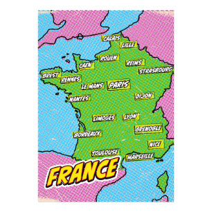 Foto Mapa de pop Art Ilustrado da França