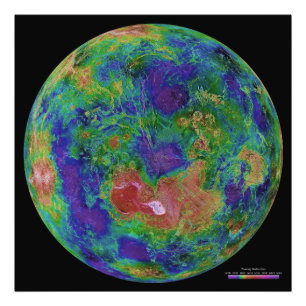 Foto Mapa de superfície da elevação do planeta Venus