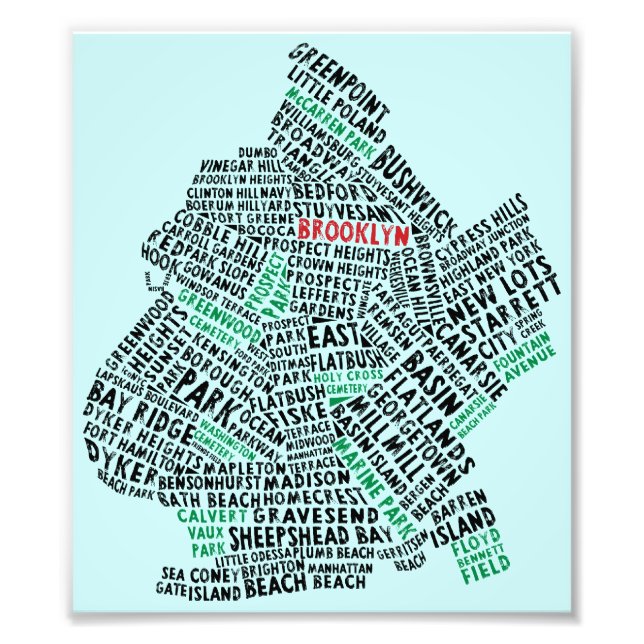 Foto Mapa de Tipografia do Brooklyn NYC (Frente)