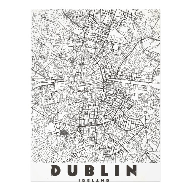 Foto Mapa de Viagem Antigo de Dublin Irlanda (Frente)