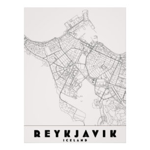 Foto Mapa de Viagem Antigo de Reykjavik Islândia