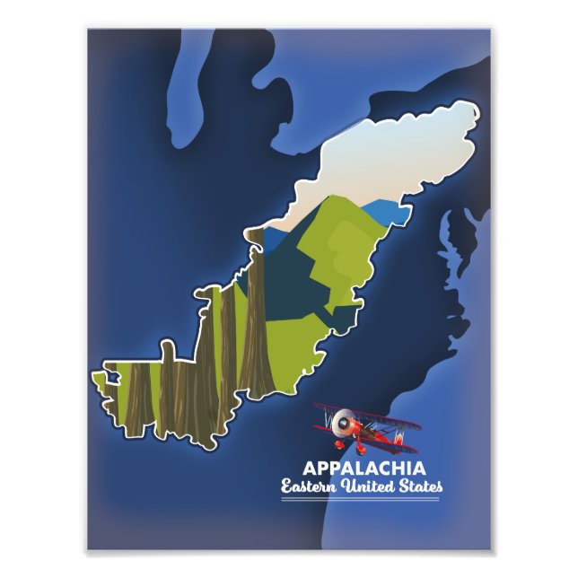 Foto mapa de viagem dos Estados Unidos orientais Appala (Frente)