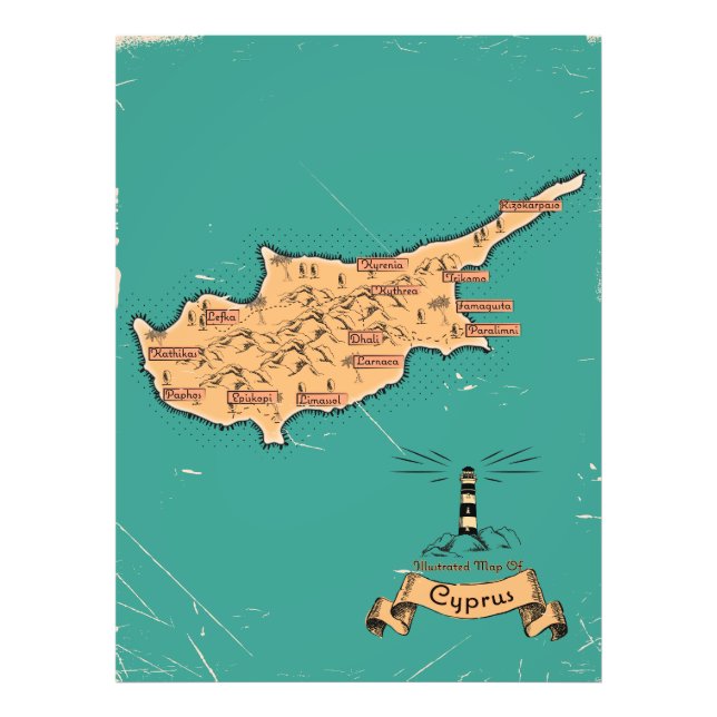 Foto Mapa de viagem ilustrado Chipre (Frente)