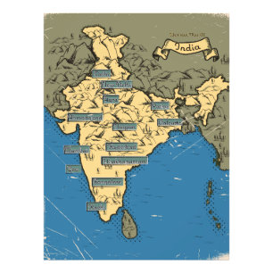 Foto Mapa de viagem ilustrado da Índia