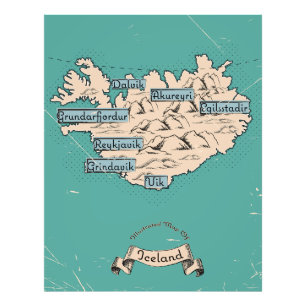 Foto Mapa de Viagem ilustrado da Islândia