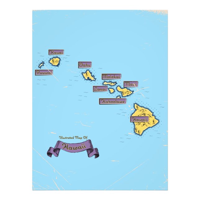 Foto Mapa de viagem ilustrado do Havaí (Frente)