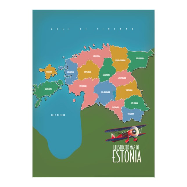 Foto Mapa de viagem vintage da Estônia (Frente)
