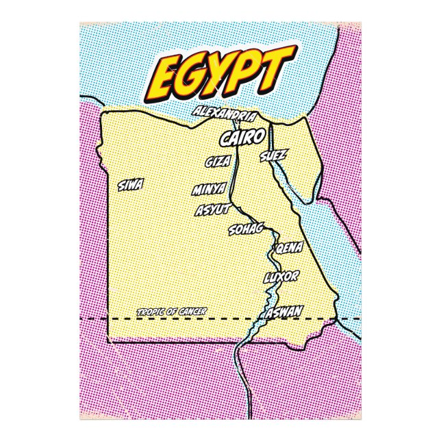 Foto Mapa do Egito Ilustrado Pop Art (Frente)