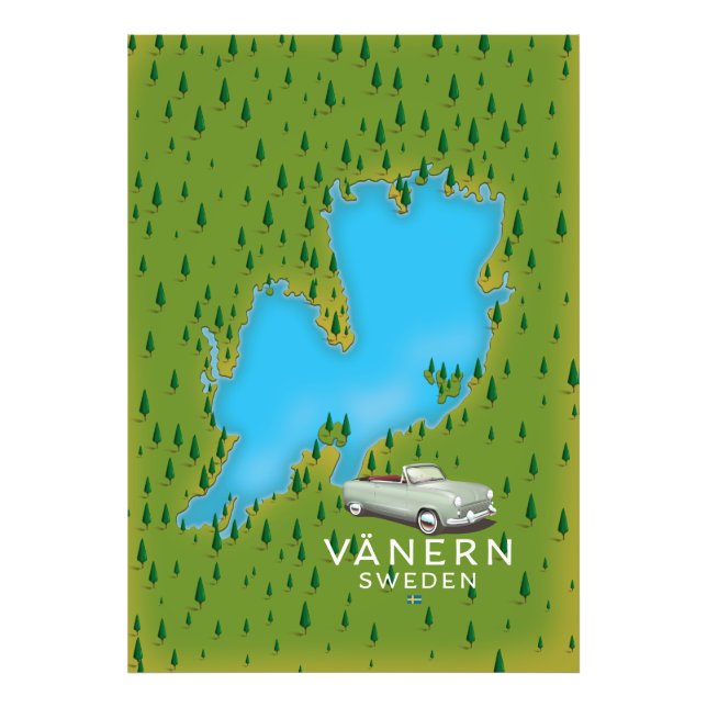 Foto Mapa do lago de Suecia de Vänern (Frente)