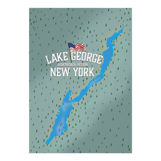Foto Mapa do Lago George Nova York (Frente)